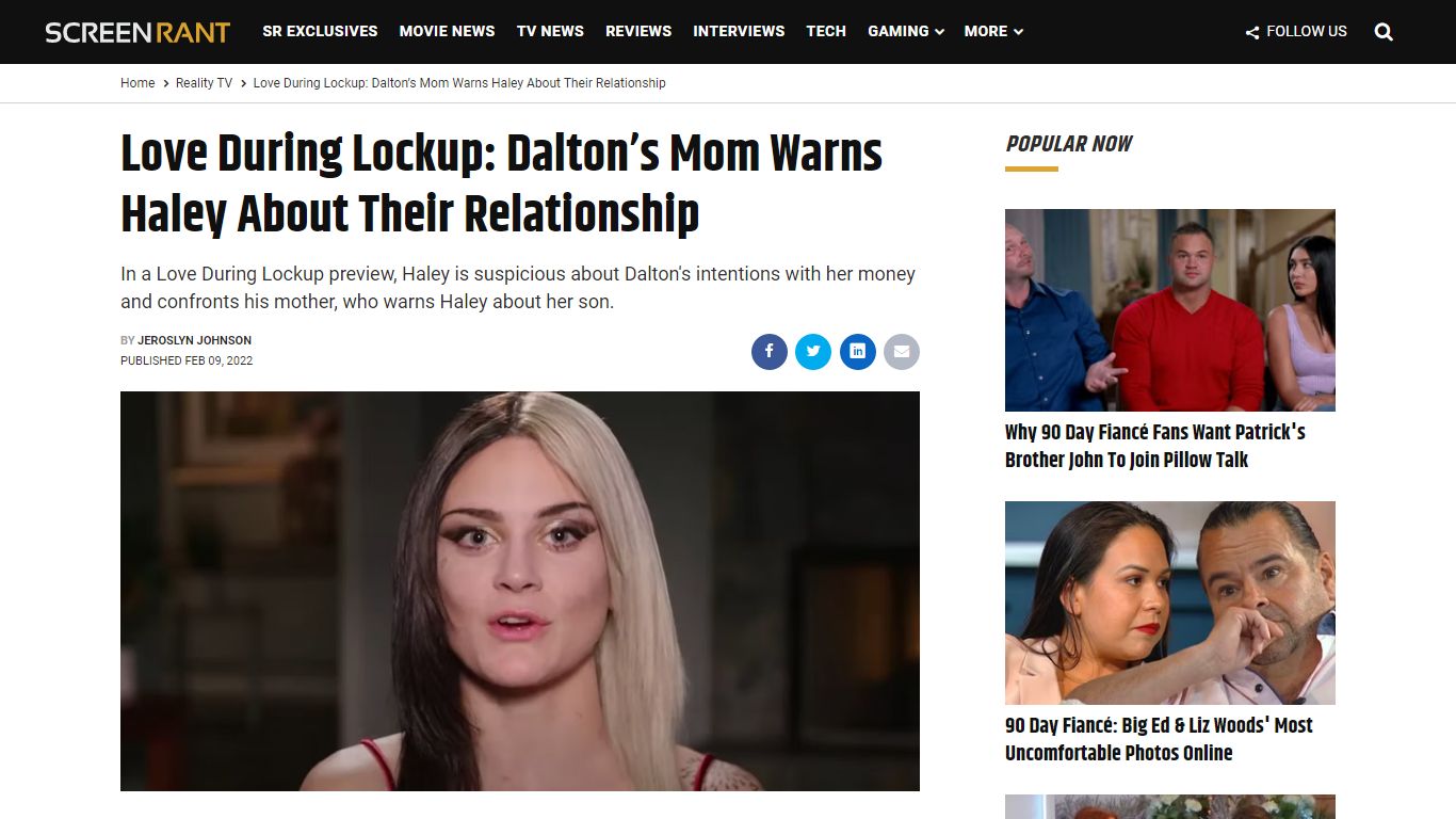 Love During Lockup: Dalton’s Mom Warns Haley About Their ... - ScreenRant